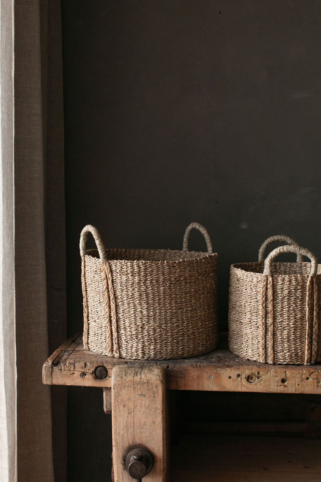 Nousta Set of 2 Seagrass Storage Baskets with plaited handles