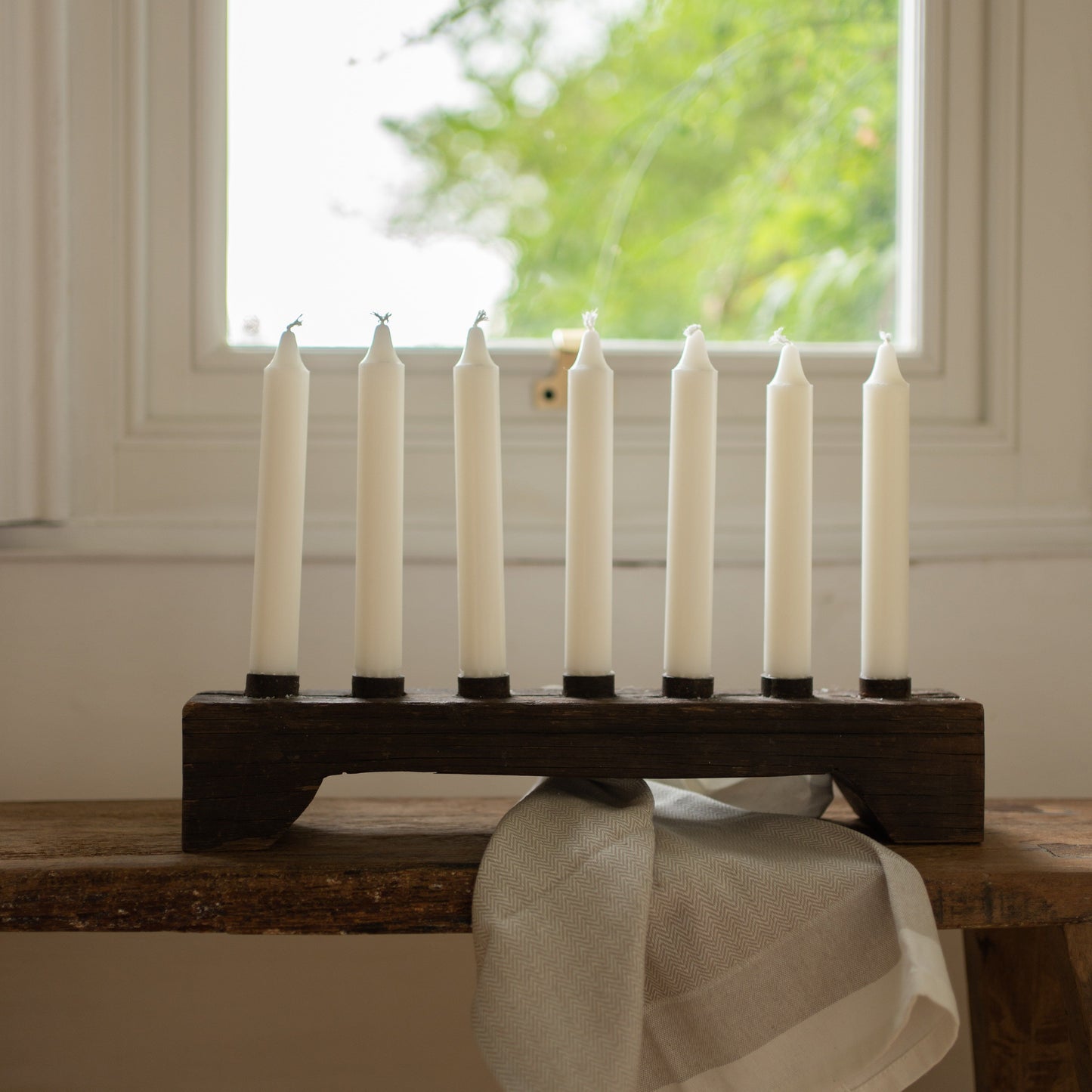 Wooden Candle Holder with 7 candle slots
