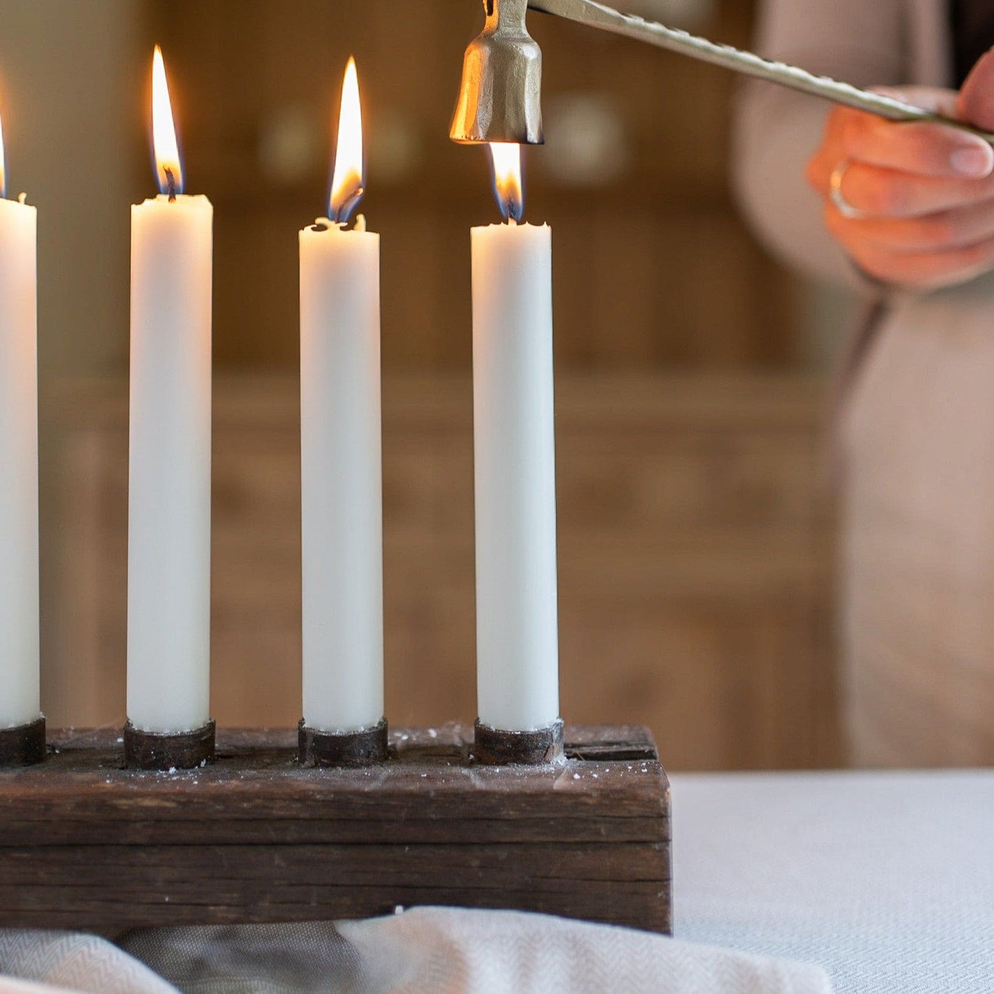 Wooden Candle Holder with 7 candle slots