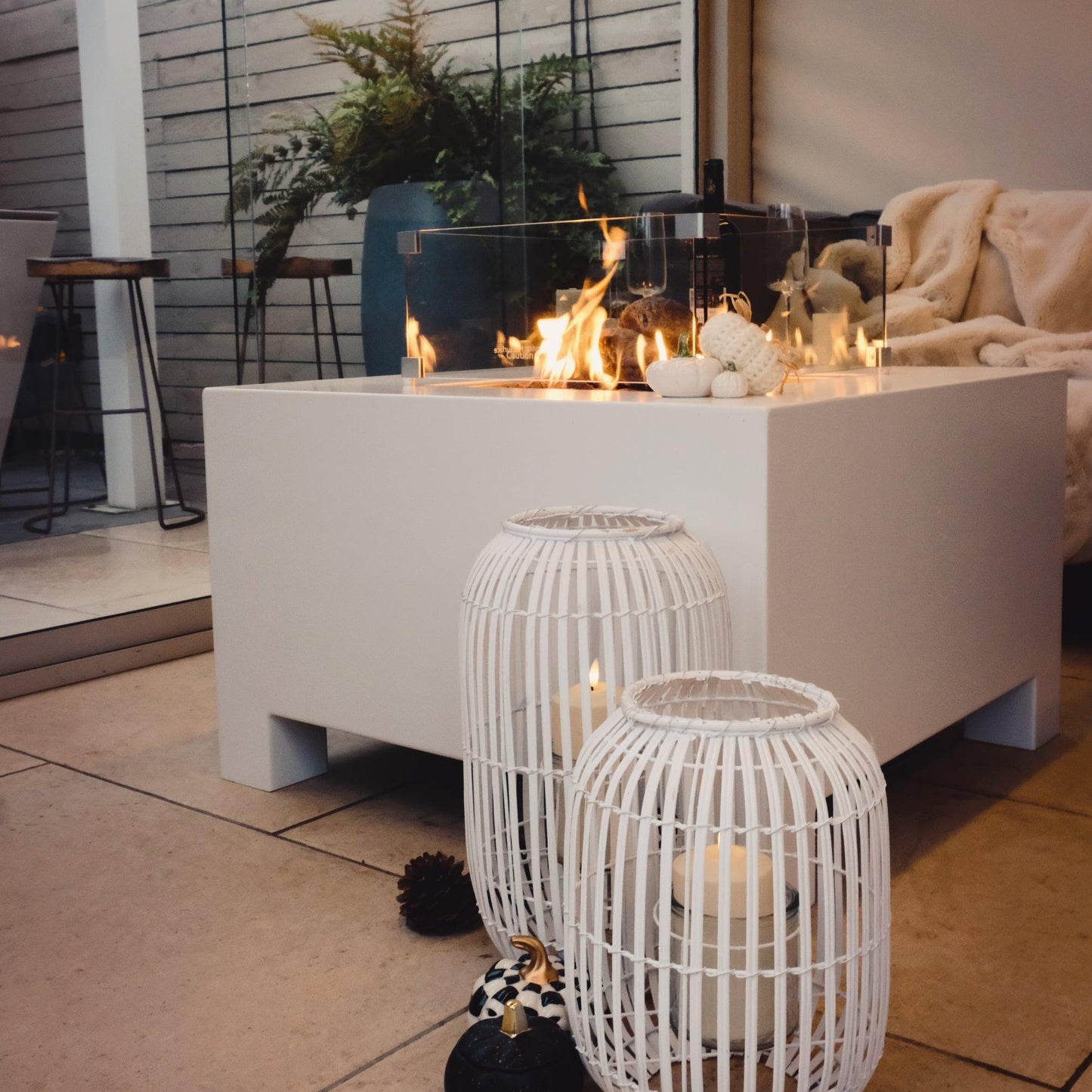 Ex Display White Aluminium Firepit - Garden House Design