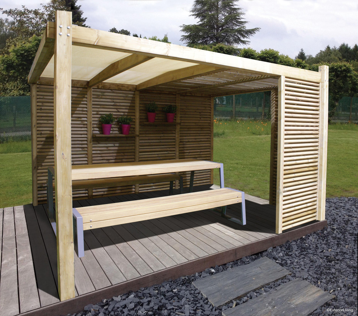 Luna Wooden Fixed Roof Canopy - Garden House Design