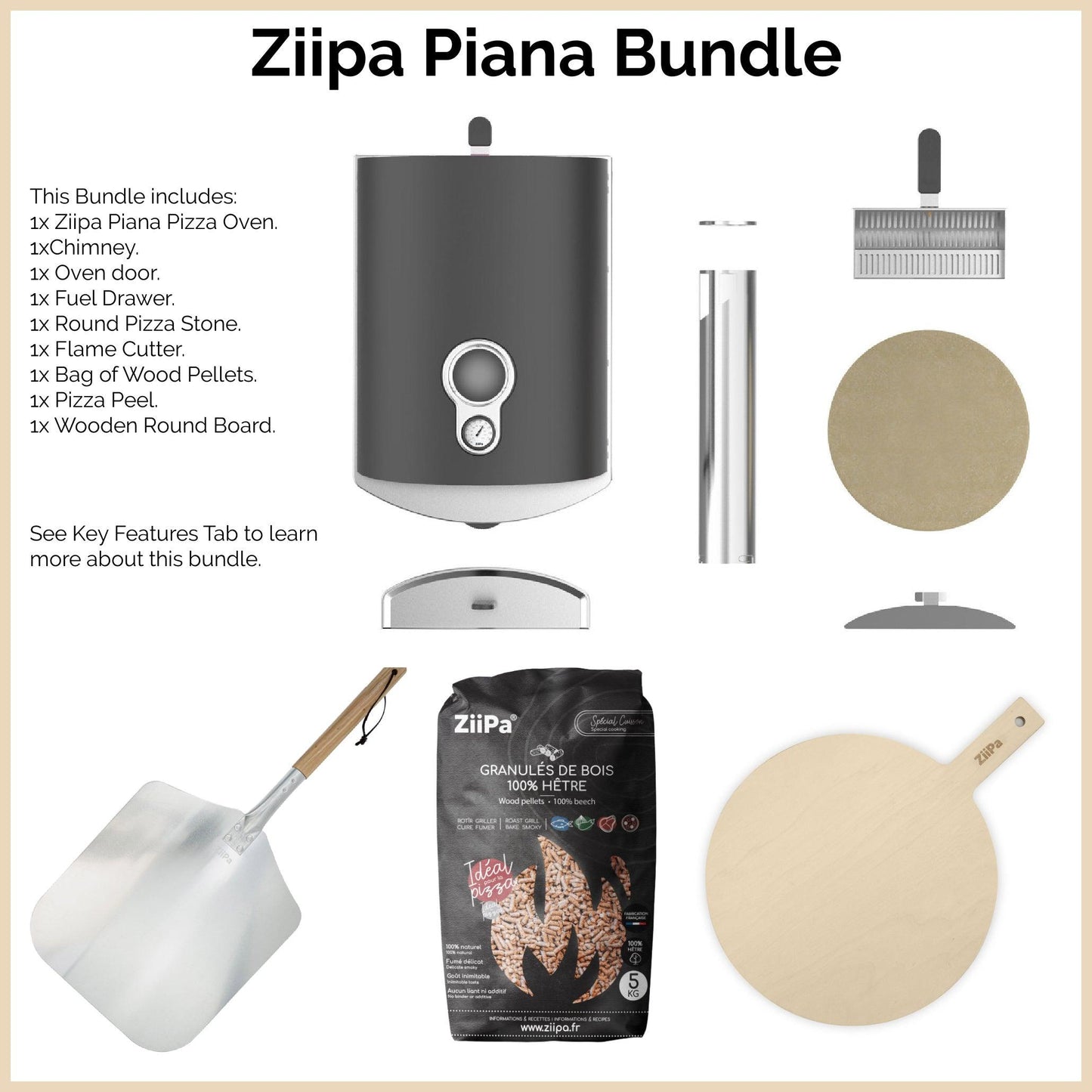 Ziipa Piana Pellet Pizza Oven in Slate- NEW BUNDLE - Garden House Design