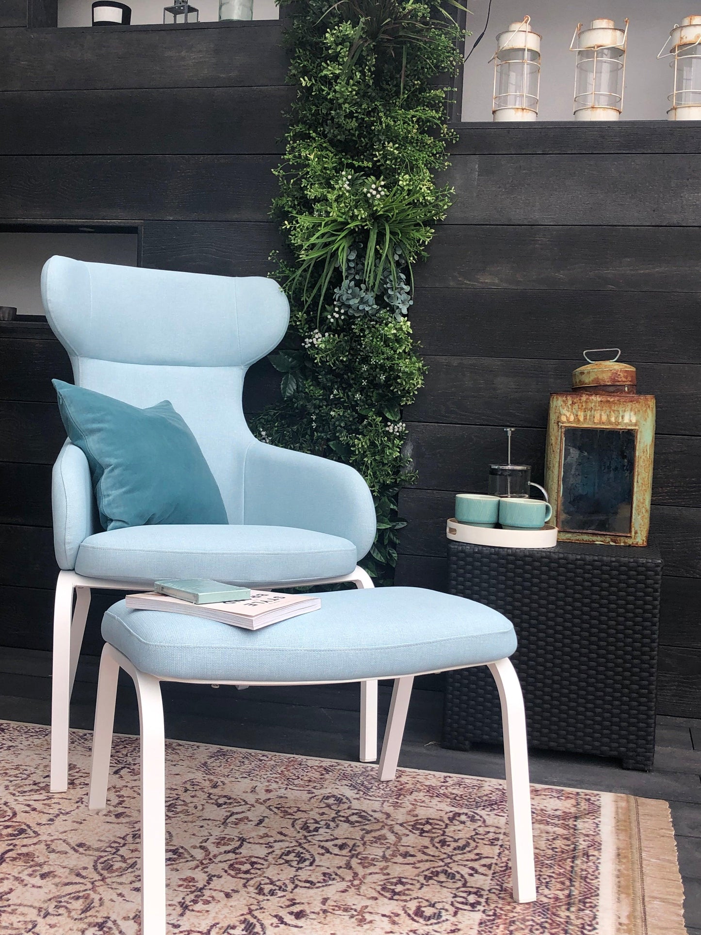 EX DISPLAY Outdoor armchair and footstool - Garden House Design