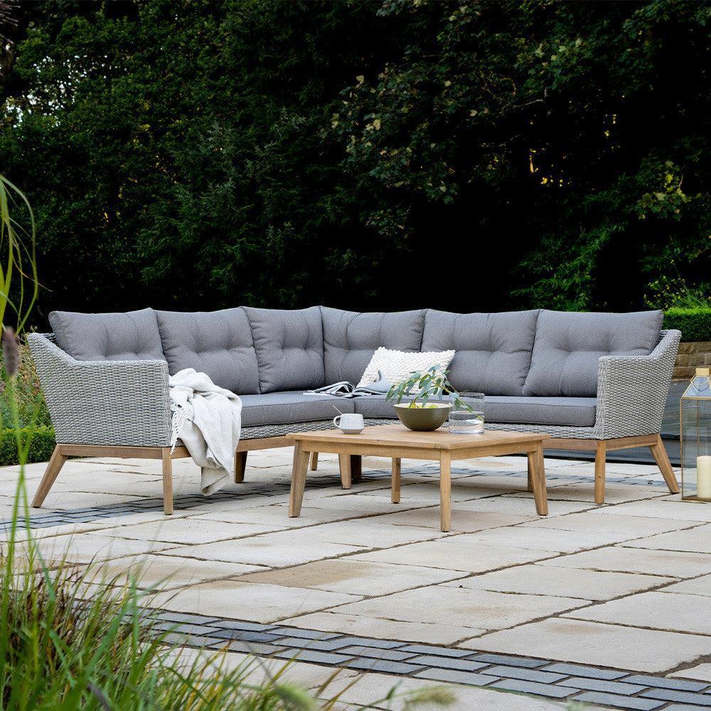 Larissa Corner Outdoor L-Shape Lounge Set Kubu Grey & Light Grey - Garden House Design