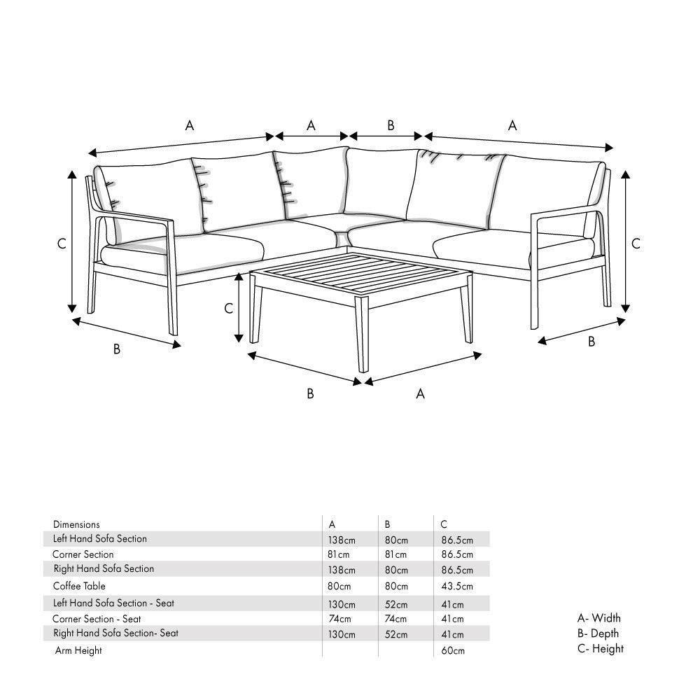 Malta L Shape Outdoor Corner Lounge Set - Pacific Lifestyle by Garden House Design