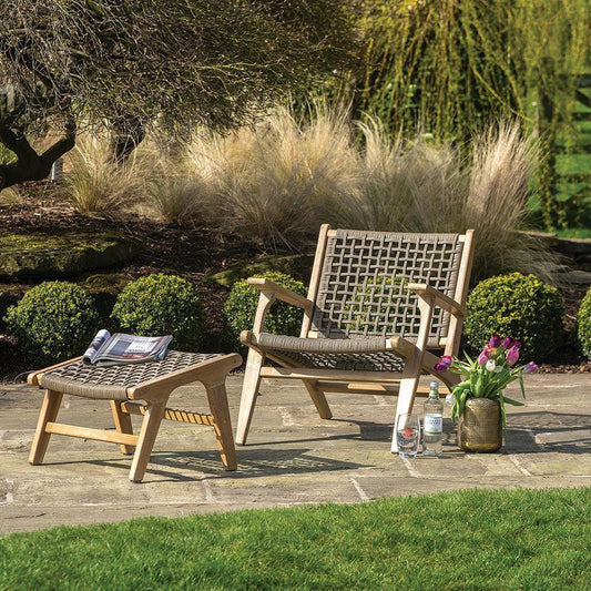 Sesto Outdoor Lounge Chair & Hocker Set - Garden House Design