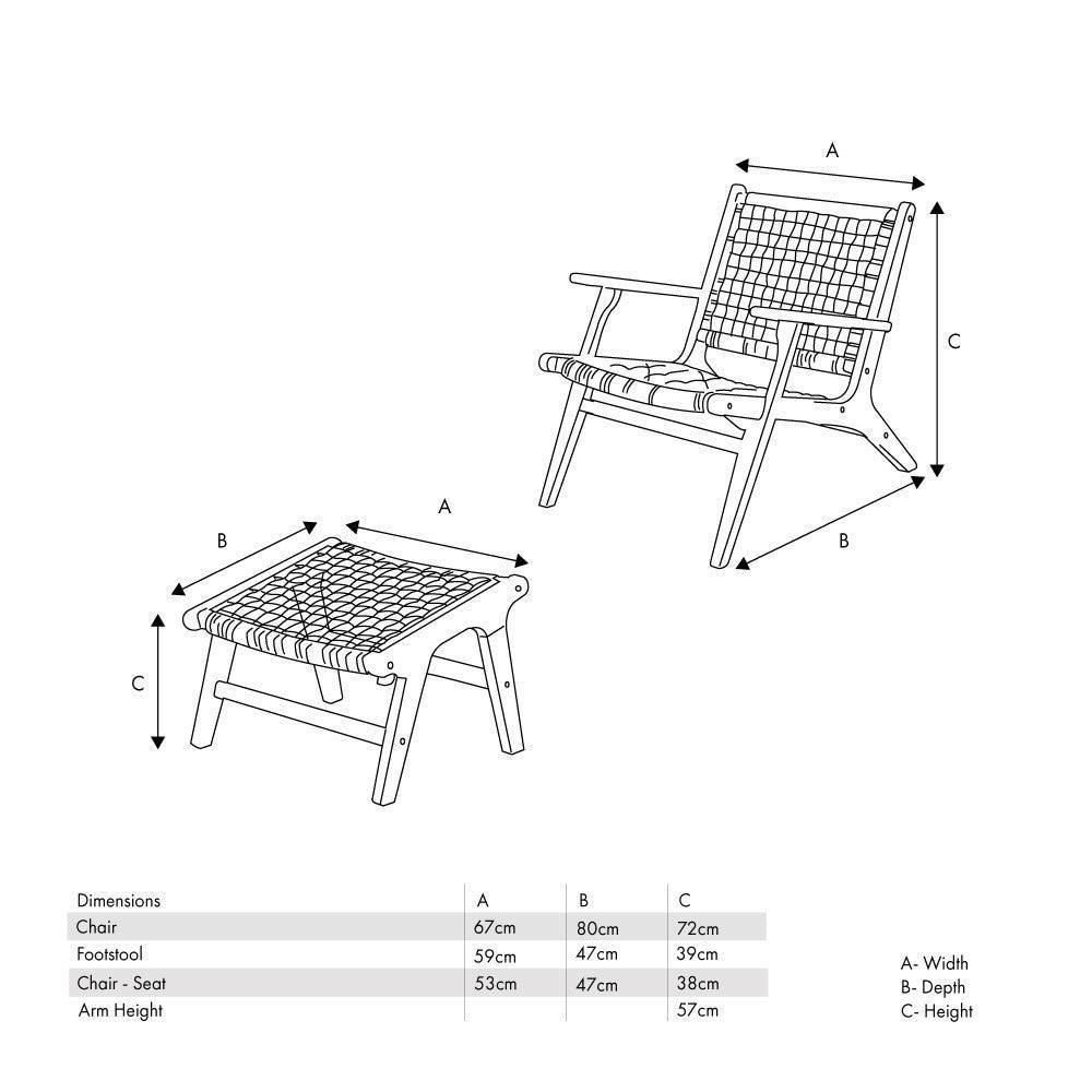 Sesto Outdoor Lounge Chair & Hocker Set - Pacific Lifestyle by Garden House Design