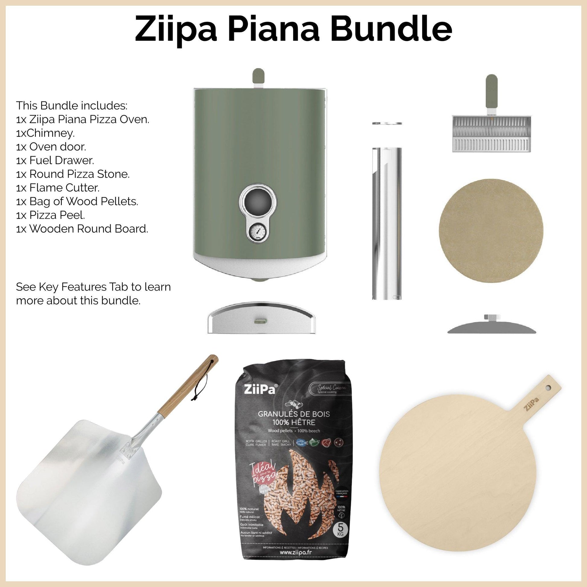 Ziipa Piana Pellet Pizza Oven in Eucalyptus-NEW BUNDLE - Garden House Design